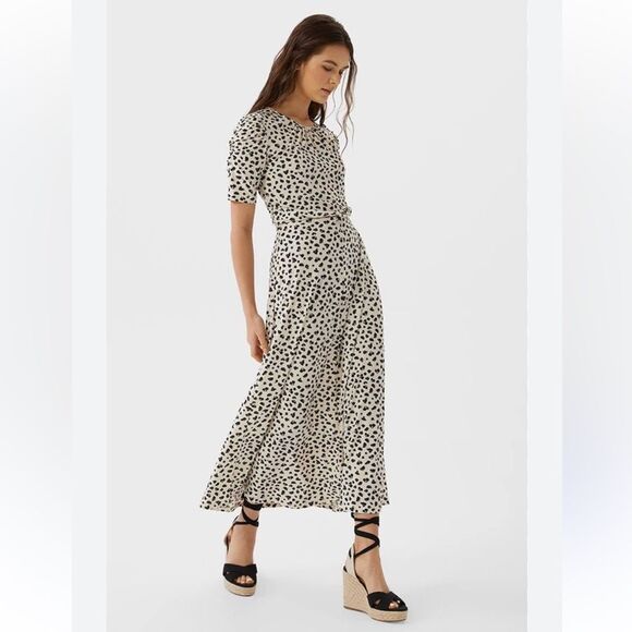 M&S ladies midi maxi dress white black blue 14 ditsy micro floral cottage modest - Picture 16 of 16